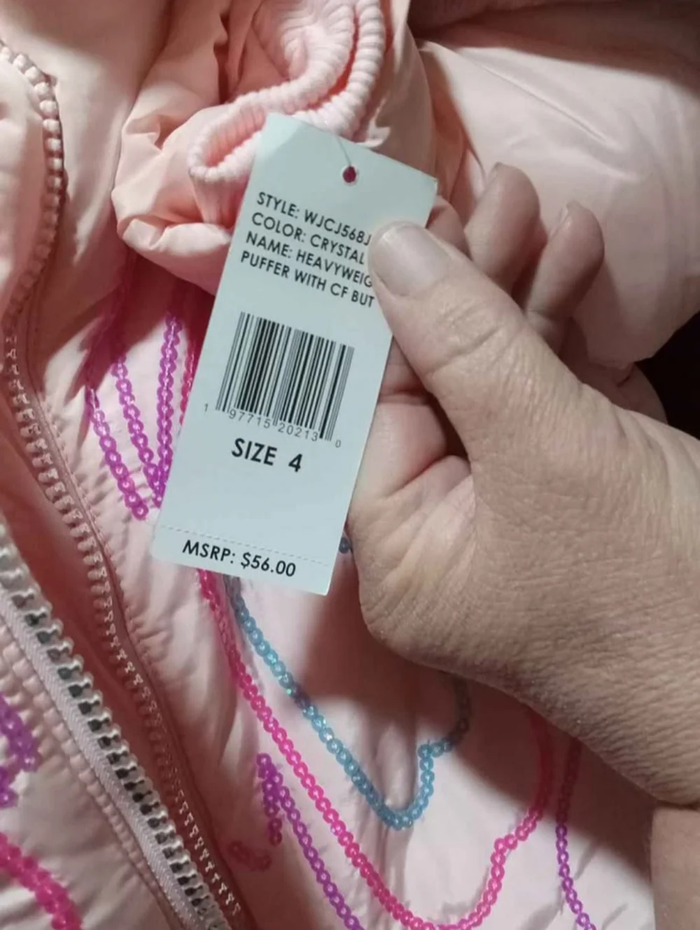 Girls Light Pink Butterfly Puffer Jacket